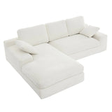 White Corduroy Compressed 4-Seat Medium-Soft Sofa With Pillows - Omega Lifestyles