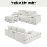 White Corduroy Compressed 4-Seat Medium-Soft Sofa With Pillows - Omega Lifestyles