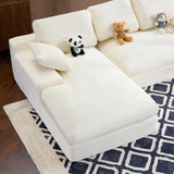 White Corduroy Compressed 4-Seat Medium-Soft Sofa With Pillows - Omega Lifestyles