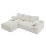 White Corduroy Compressed 4-Seat Medium-Soft Sofa With Pillows - Omega Lifestyles