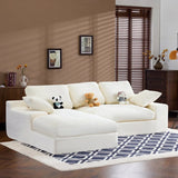 White Corduroy Compressed 4-Seat Medium-Soft Sofa With Pillows - Omega Lifestyles