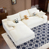 White Corduroy Compressed 4-Seat Medium-Soft Sofa With Pillows - Omega Lifestyles