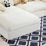 White Corduroy Compressed 4-Seat Medium-Soft Sofa With Pillows - Omega Lifestyles