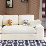 White Corduroy Compressed 4-Seat Medium-Soft Sofa With Pillows - Omega Lifestyles