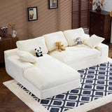 White Corduroy Compressed 4-Seat Medium-Soft Sofa With Pillows - Omega Lifestyles