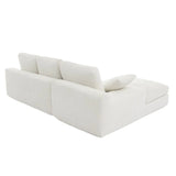 White Corduroy Compressed 4-Seat Medium-Soft Sofa With Pillows - Omega Lifestyles