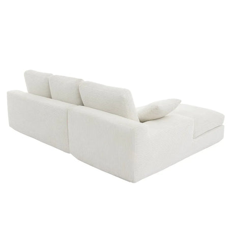White Corduroy Compressed 4-Seat Medium-Soft Sofa With Pillows - Omega Lifestyles