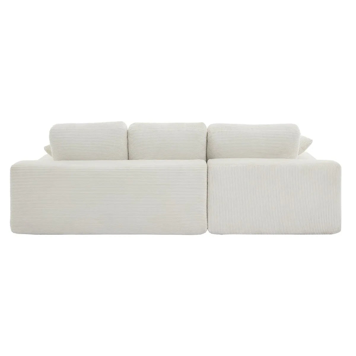 White Corduroy Compressed 4-Seat Medium-Soft Sofa With Pillows - Omega Lifestyles