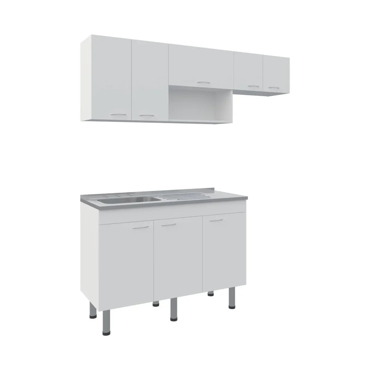White Engineered Wood Kitchen Storage Cabinet Set - Omega Lifestyles
