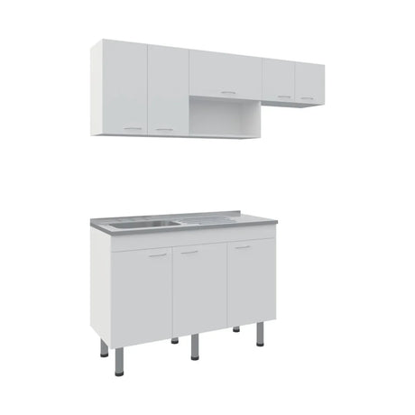 White Engineered Wood Kitchen Storage Cabinet Set - Omega Lifestyles
