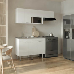 White Engineered Wood Kitchen Storage Cabinet Set - Omega Lifestyles