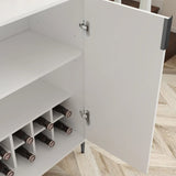 White Engineered Wood Wine Bar Cabinet With Storage - Omega Lifestyles