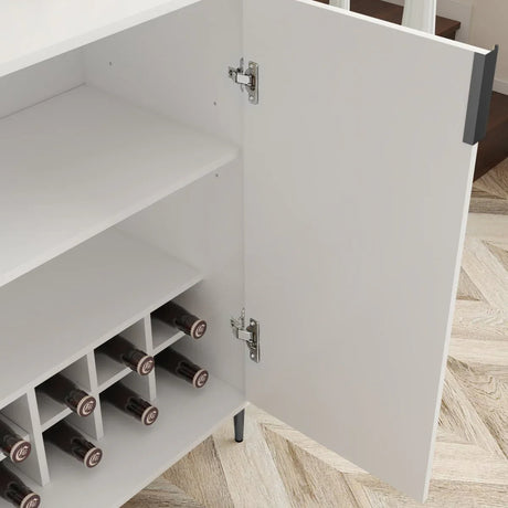 White Engineered Wood Wine Bar Cabinet With Storage - Omega Lifestyles