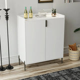 White Engineered Wood Wine Bar Cabinet With Storage - Omega Lifestyles