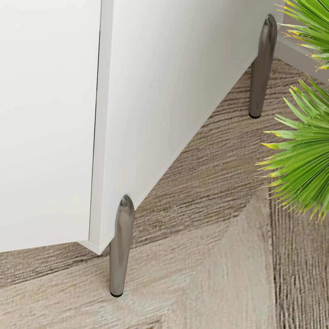 White Engineered Wood Wine Bar Cabinet With Storage - Omega Lifestyles