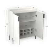 White Engineered Wood Wine Bar Cabinet With Storage - Omega Lifestyles
