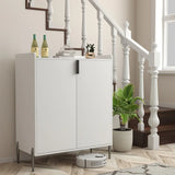 White Engineered Wood Wine Bar Cabinet With Storage - Omega Lifestyles