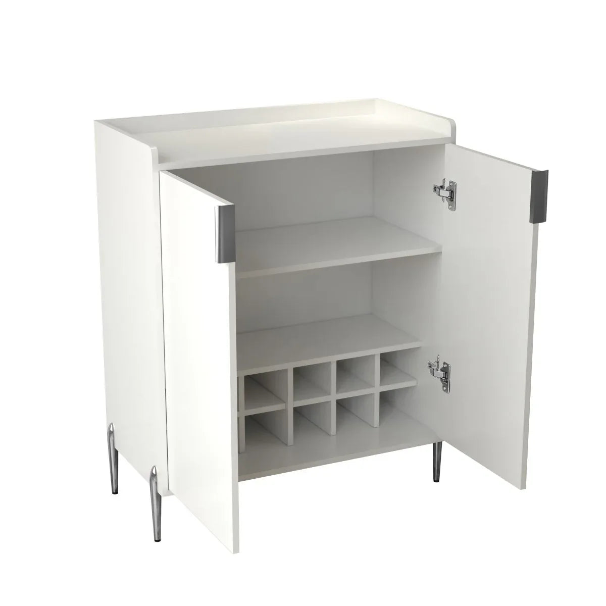 White Engineered Wood Wine Bar Cabinet With Storage - Omega Lifestyles