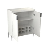 White Engineered Wood Wine Bar Cabinet With Storage - Omega Lifestyles