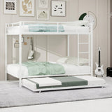 White Iron Full Trundle Bunk Bed With Safety Rails - Omega Lifestyles