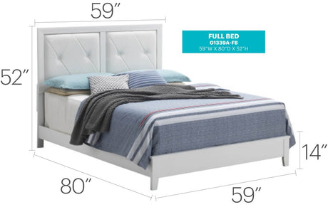 White MDF Full Bed Frame With Transitional Style - Serenova - Omega Lifestyles