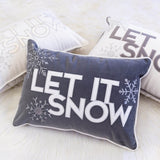 White Velvet Embroidered Let It Snow Lumbar Pillow 14x20 - Serenova - Omega Lifestyles