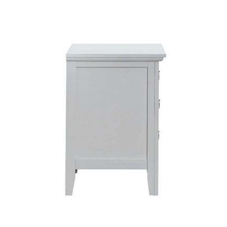 White Wood 3-Drawer Nightstand With Polished Nickel Hardware - Omega Lifestyles