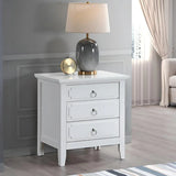 White Wood 3-Drawer Nightstand With Polished Nickel Hardware - Omega Lifestyles