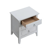 White Wood 3-Drawer Nightstand With Polished Nickel Hardware - Omega Lifestyles