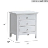 White Wood 3-Drawer Nightstand With Polished Nickel Hardware - Omega Lifestyles