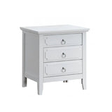 White Wood 3-Drawer Nightstand With Polished Nickel Hardware - Omega Lifestyles
