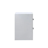 White Wood V Shape Embossed 2 Drawer Nightstand - Omega Lifestyles