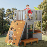 Wooden Outdoor Kids Playhouse With Lookout Post Telescope - Omega Lifestyles