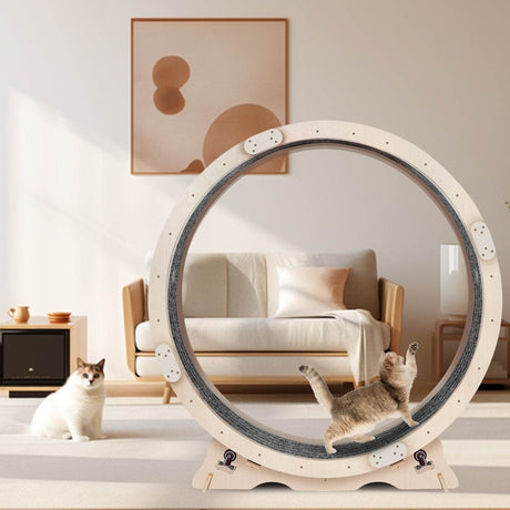 Wooden Silent Indoor Cat Exercise Running Wheel - Serenova - Omega Lifestyles