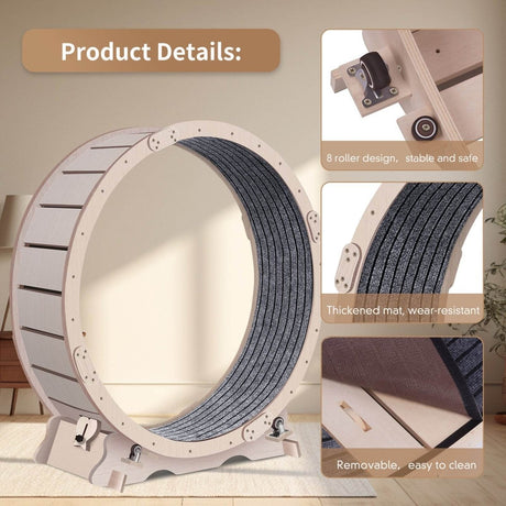 Wooden Silent Indoor Cat Exercise Running Wheel - Serenova - Omega Lifestyles