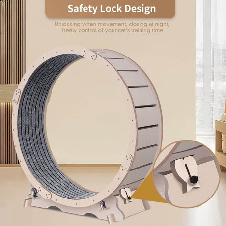Wooden Silent Indoor Cat Exercise Running Wheel - Serenova - Omega Lifestyles