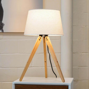 Wooden Tripod Table Lamp With Linen Shade - Omega Lifestyles