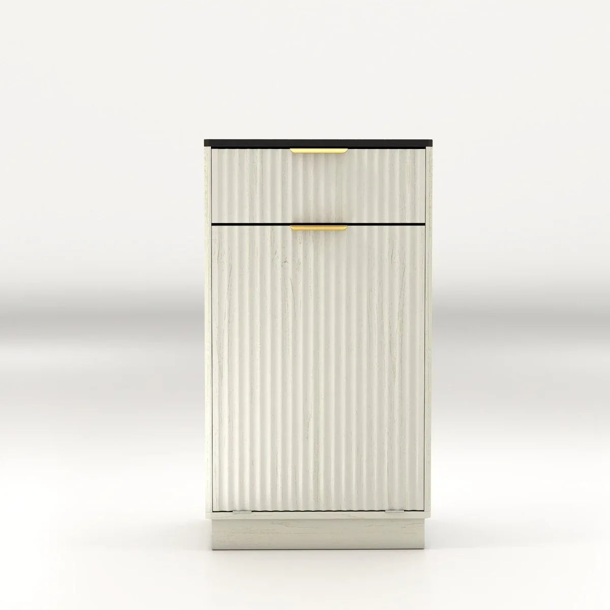 Woodgrain Tilt-Out Trash Can Cabinet With Drawer - Omega Lifestyles