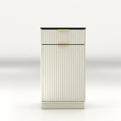 Woodgrain Tilt-Out Trash Can Cabinet With Drawer - Omega Lifestyles