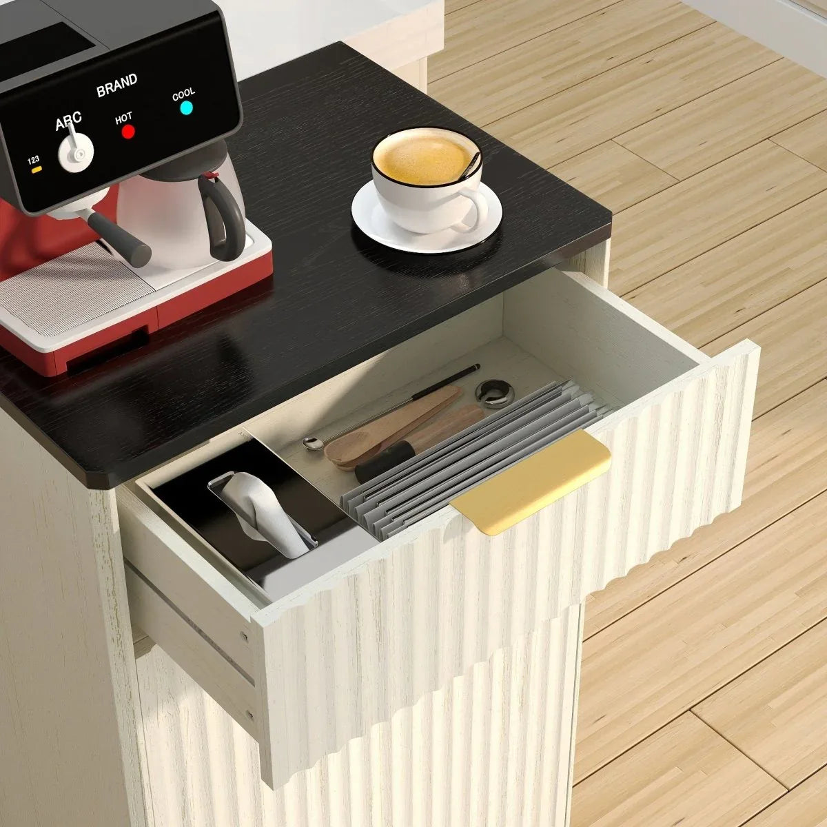 Woodgrain Tilt-Out Trash Can Cabinet With Drawer - Omega Lifestyles