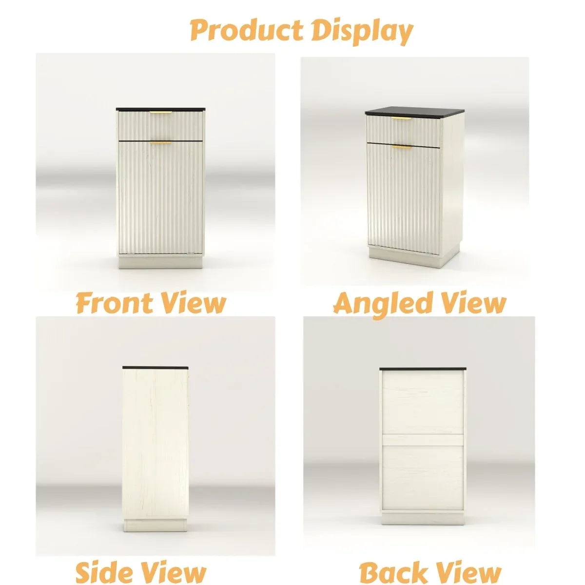 Woodgrain Tilt-Out Trash Can Cabinet With Drawer - Omega Lifestyles