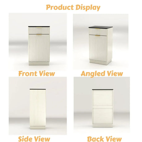 Woodgrain Tilt-Out Trash Can Cabinet With Drawer - Omega Lifestyles