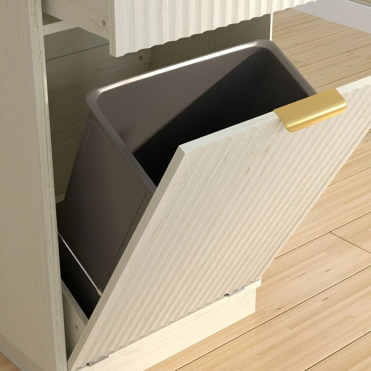 Woodgrain Tilt-Out Trash Can Cabinet With Drawer - Omega Lifestyles