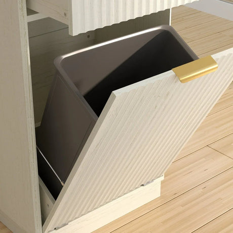 Woodgrain Tilt-Out Trash Can Cabinet With Drawer - Omega Lifestyles