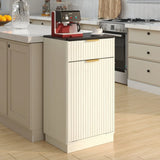 Woodgrain Tilt-Out Trash Can Cabinet With Drawer - Omega Lifestyles