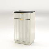 Woodgrain Tilt-Out Trash Can Cabinet With Drawer - Omega Lifestyles