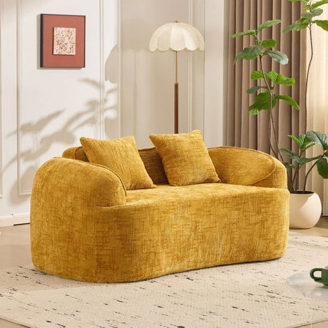 Yellow Chenille Foam Spring Two-Seater Soft Sofa - Omega Lifestyles