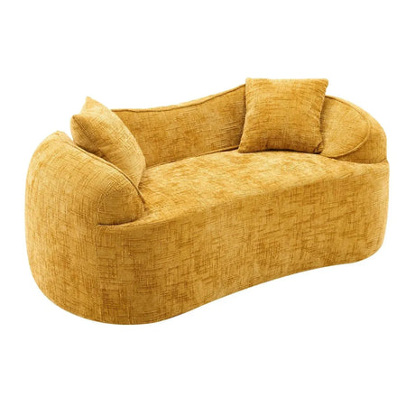 Yellow Chenille Foam Spring Two-Seater Soft Sofa - Omega Lifestyles