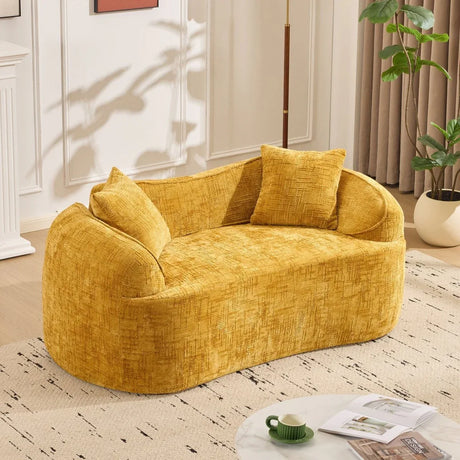 Yellow Chenille Foam Spring Two-Seater Soft Sofa - Omega Lifestyles