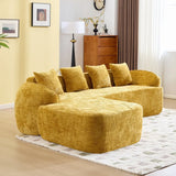 Yellow Chenille L-Shaped Medium-Soft 4-Seat Sofa - Omega Lifestyles